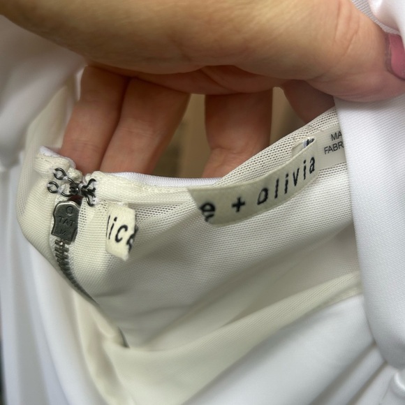 NWT Alice + Olivia White Chain Halter Gown with Slit - Picture 6 of 10